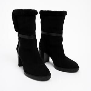 Aquatalia Isolda Suede Tall Booties Black
